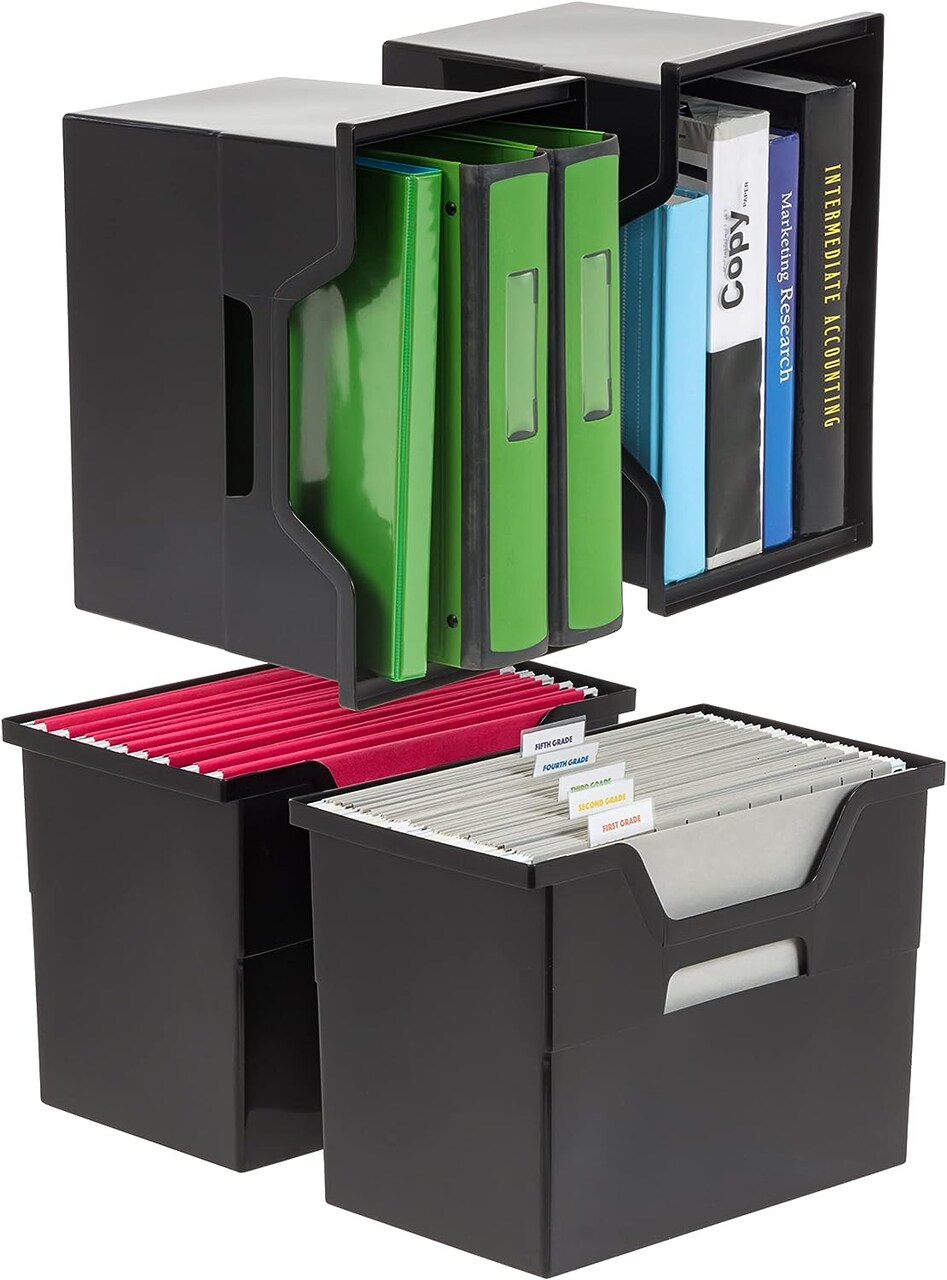 IRIS USA Hanging Plastic Desktop File Box Folders, Letter Size, Magazine File